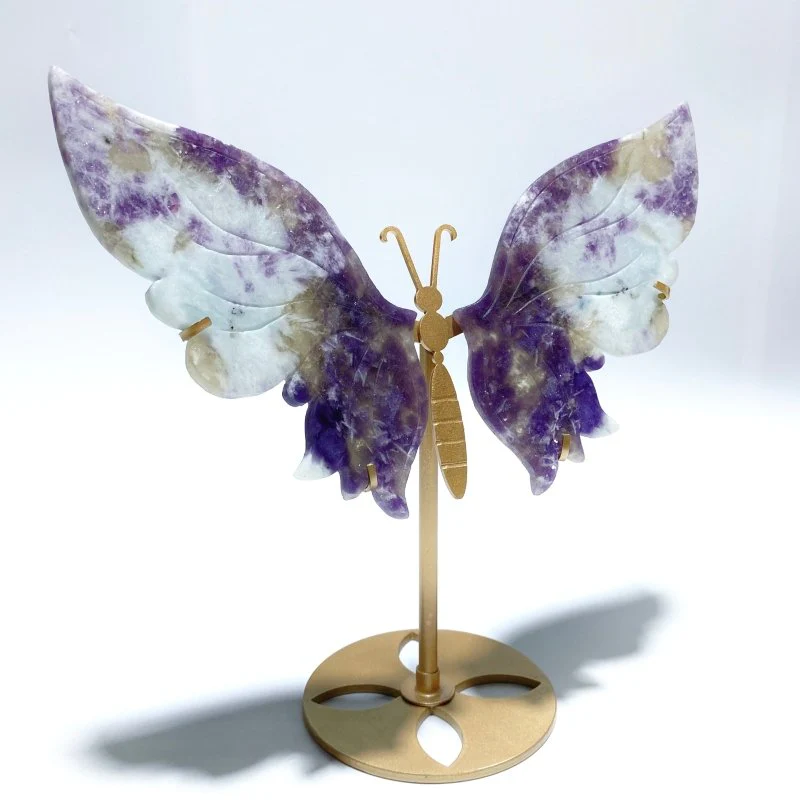 Lepidolite Butterfly Wing Carving With Stand