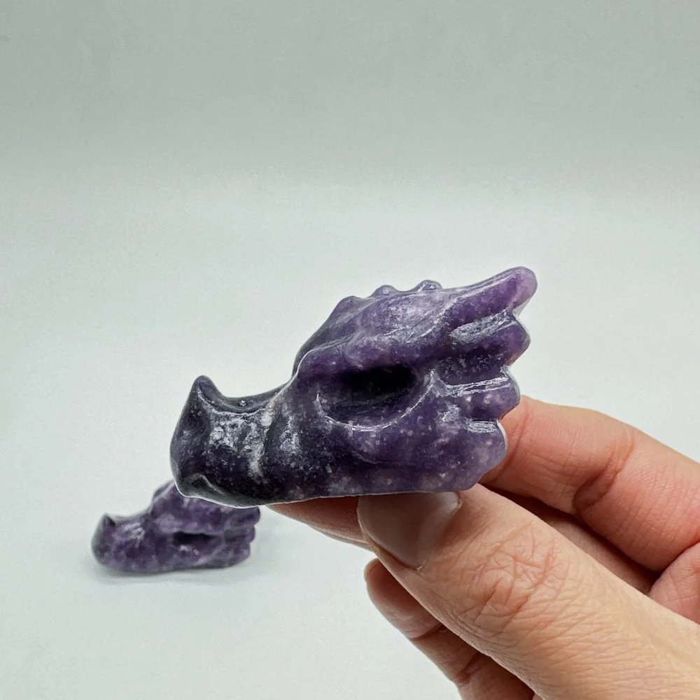 Lepidolite Dragon Head Carving Wholesale - Image 4