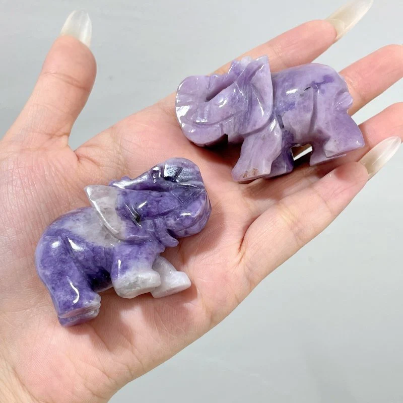Lepidolite Elephant Carving Wholesale
