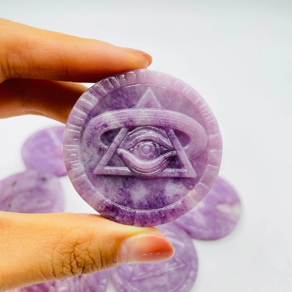 Lepidolite Evil Eye Carving Wholesale - Image 2