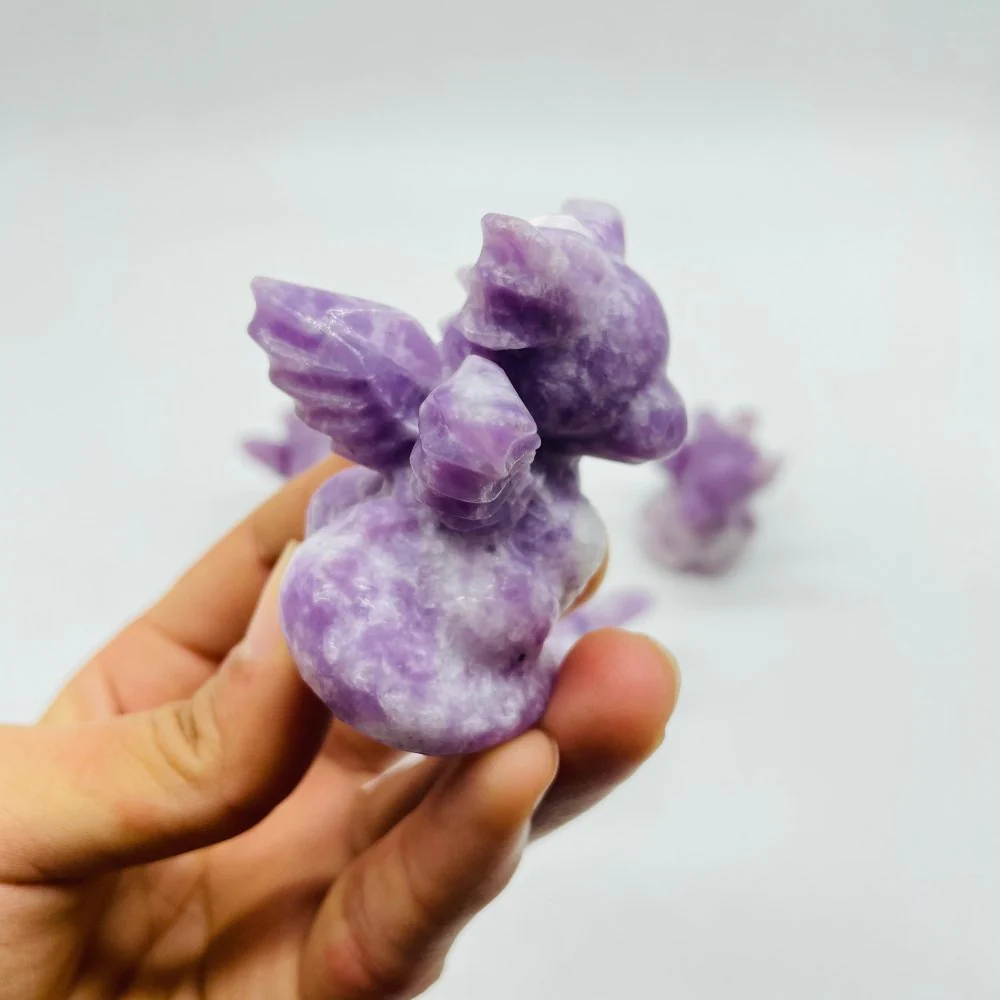 Lepidolite Garden Baby Dragon Carving Sculpture Wholesale - Image 4