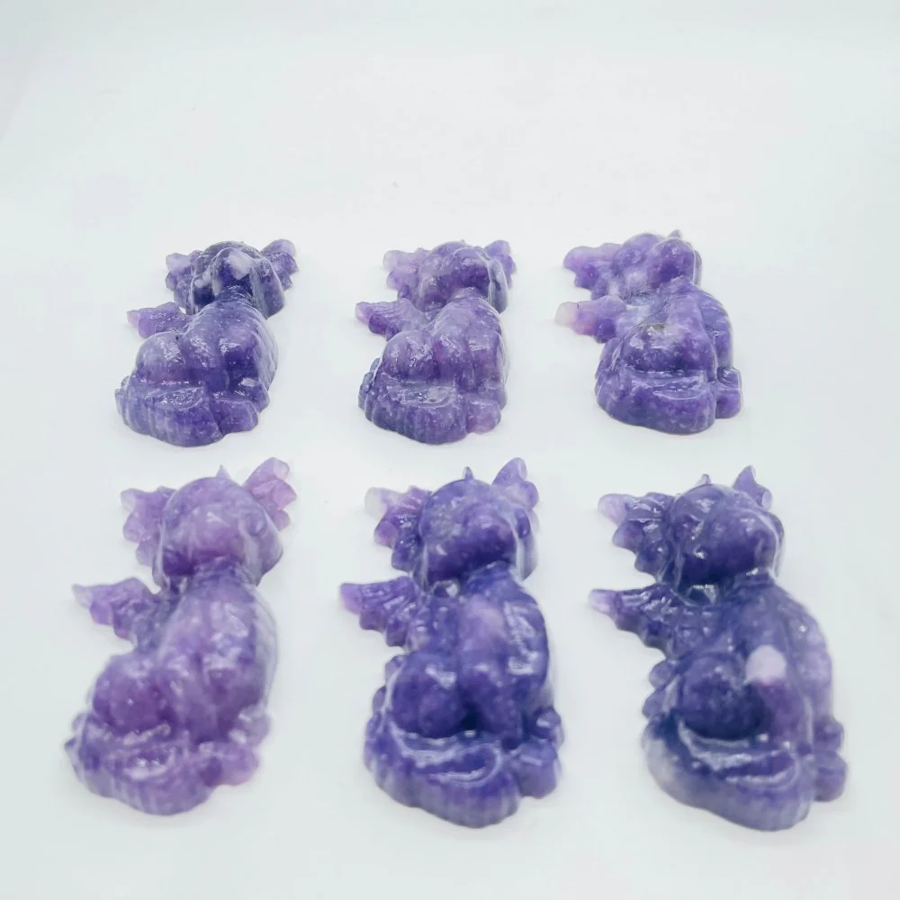Lepidolite Garden Baby Dragon Carving Wholesale - Image 3