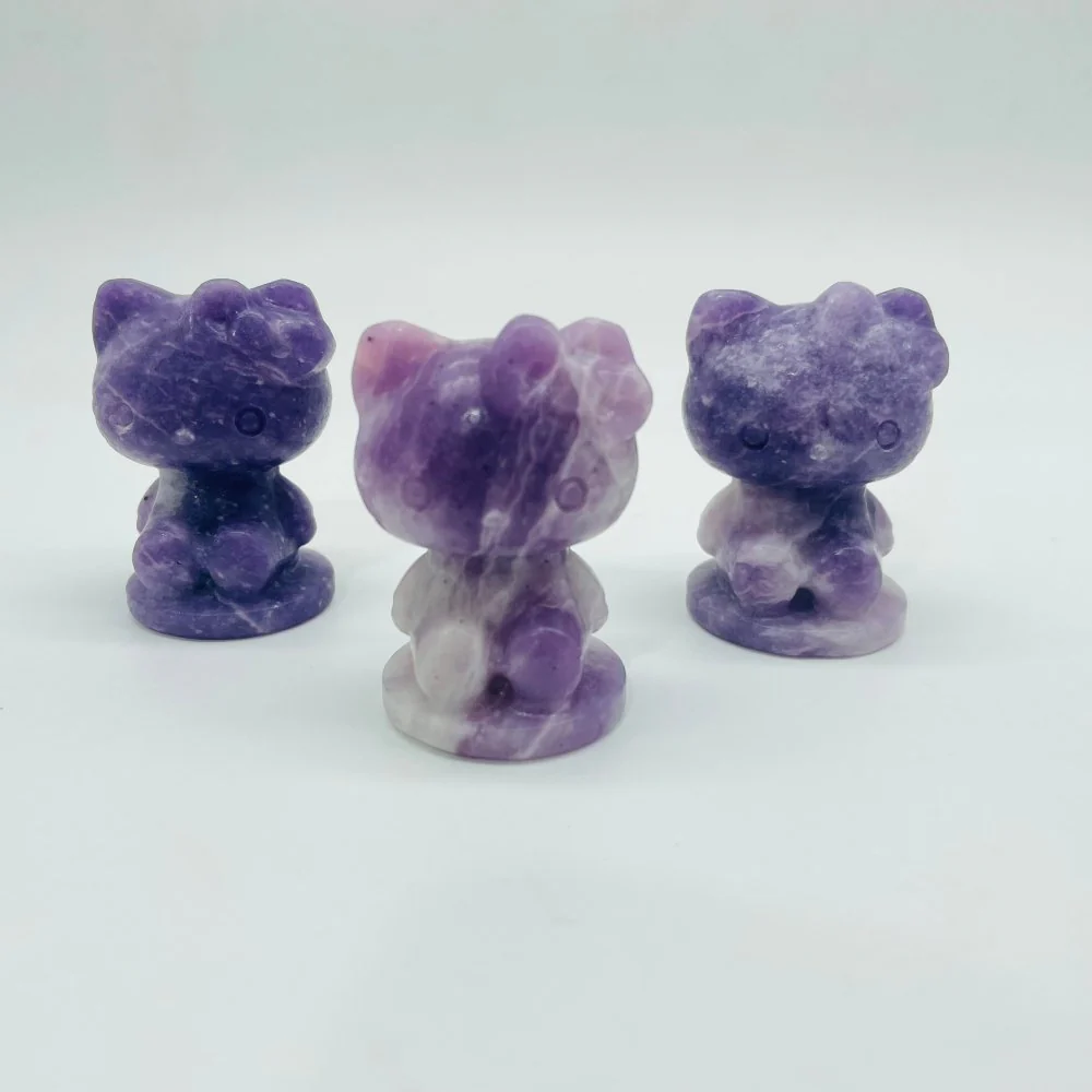 Lepidolite And Zoisite Hello kitty Carving Wholesale - Image 2