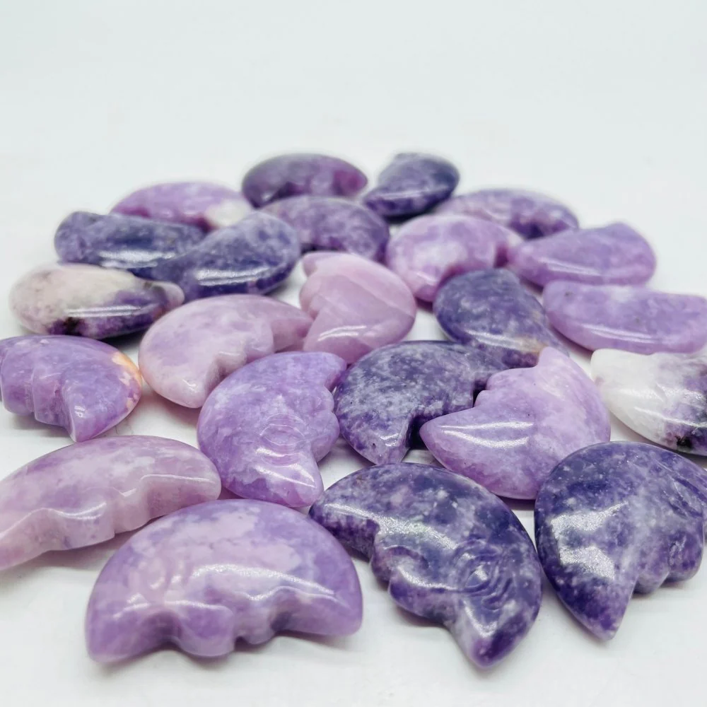 Lepidolite Moon Face Carving Wholesale - Image 2