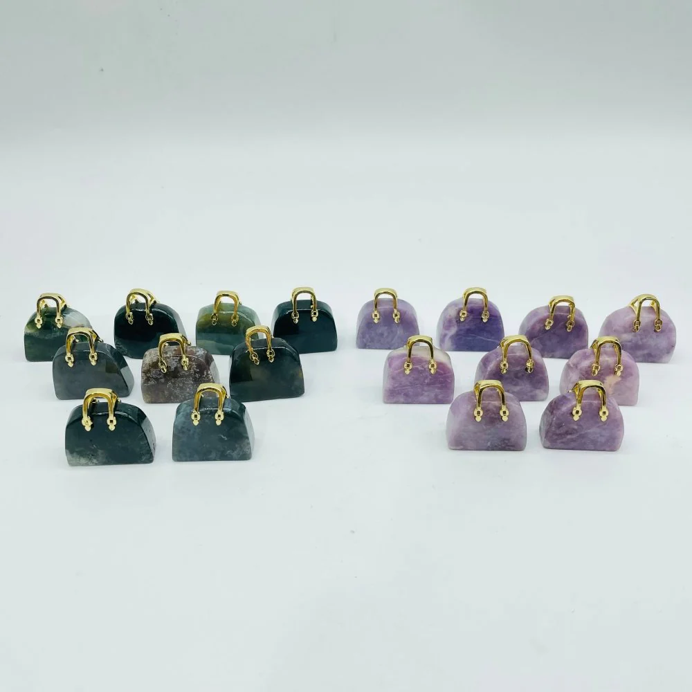 Lepidolite & Moss Agate Handbag Carving Wholesale - Image 2