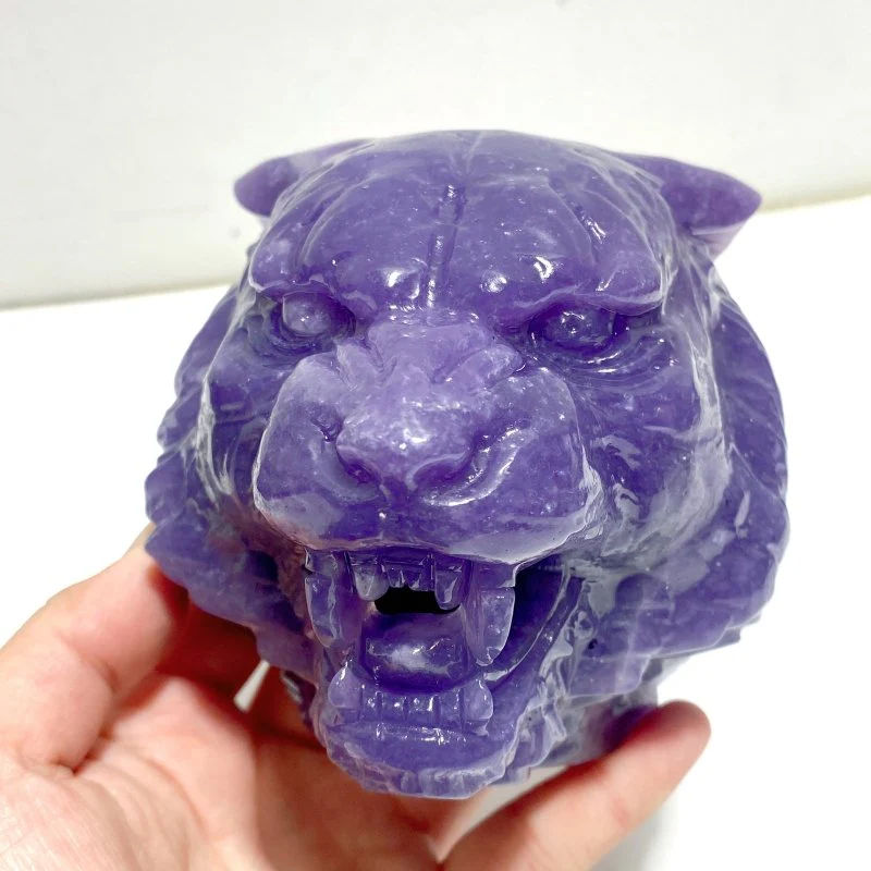 Lepidolite Wolf Head Carving Wholesale