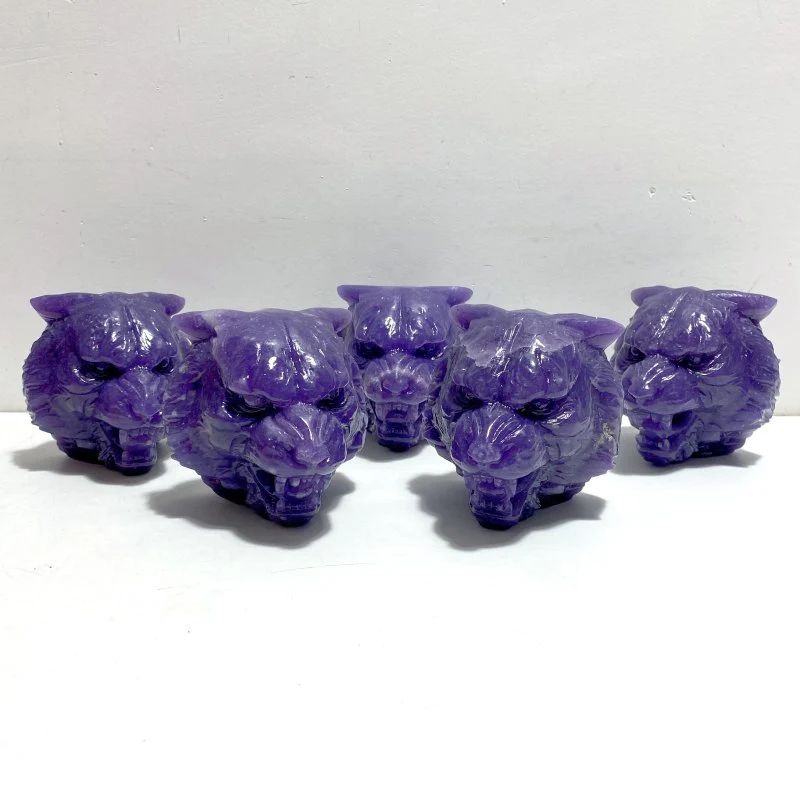 Lepidolite Wolf Head Carving Wholesale - Image 2