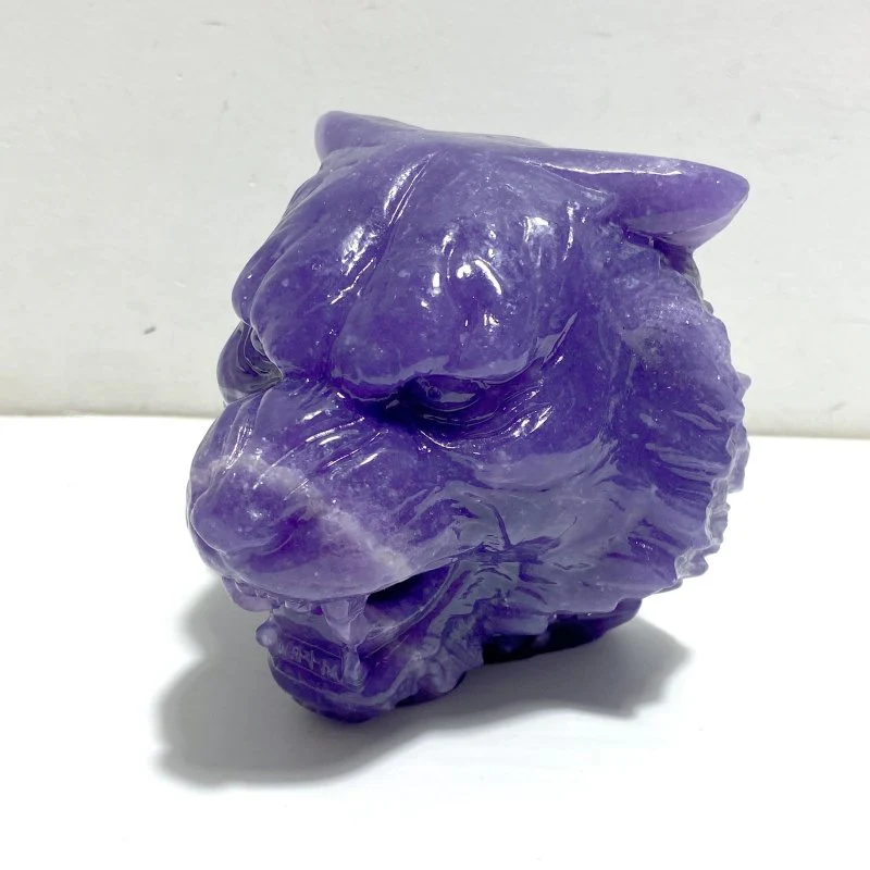 Lepidolite Wolf Head Carving Wholesale - Image 3