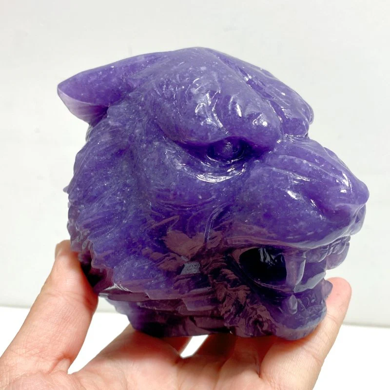 Lepidolite Wolf Head Carving Wholesale - Image 4