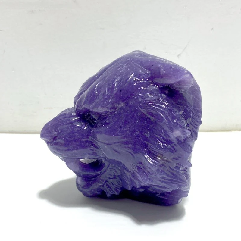 Lepidolite Wolf Head Carving Wholesale - Image 5