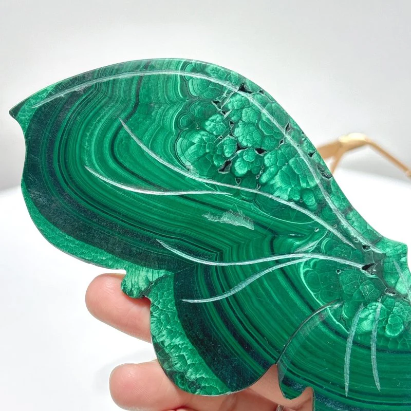 Malachite Butterfly Wing Crystal Carving With Stand - Image 3