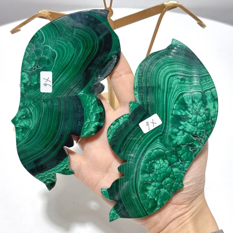 Malachite Butterfly Wing Crystal Carving With Stand - Image 4
