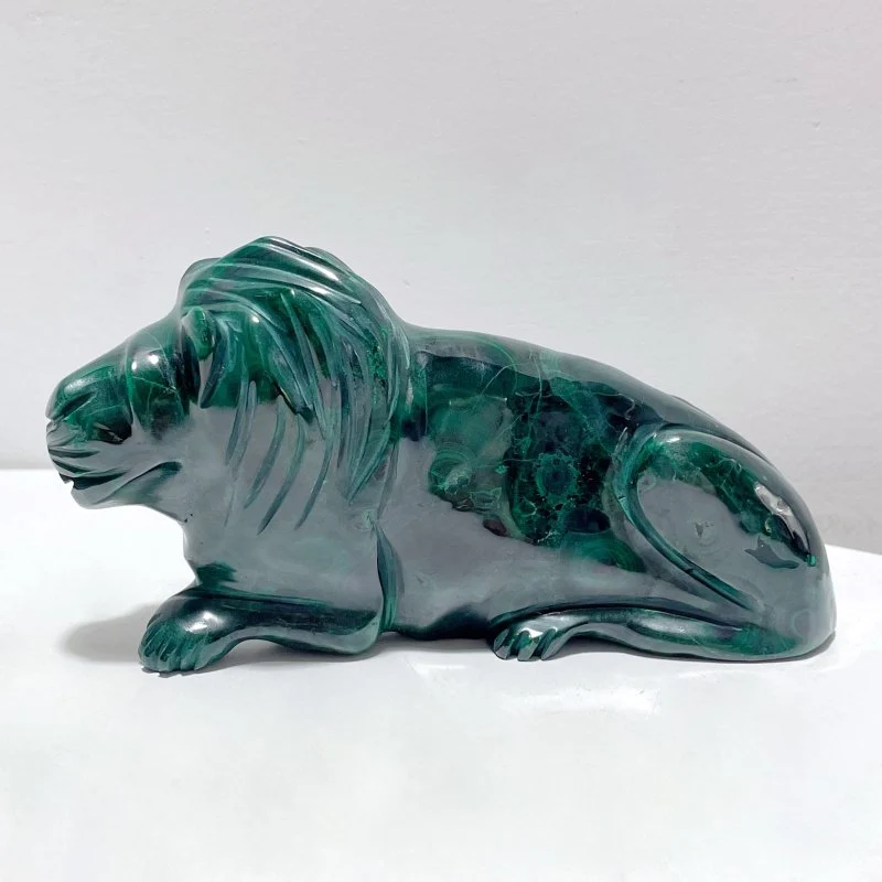 3 Pieces Malachite Lion Carving - Image 2