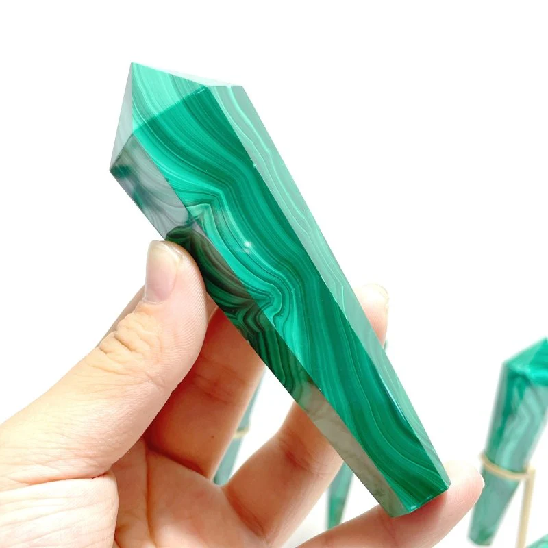 8 Pieces Malachite Magic Scepter Wand Points With Stand - Image 7