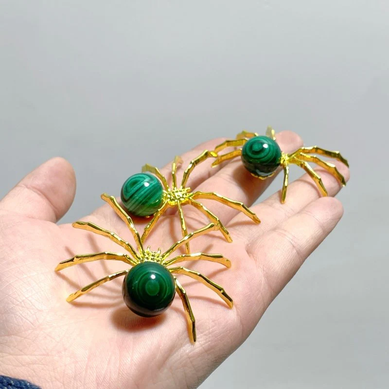 Malachite Sphere Spider Ornament Handmade Alloy Spider Wholesale - Image 7