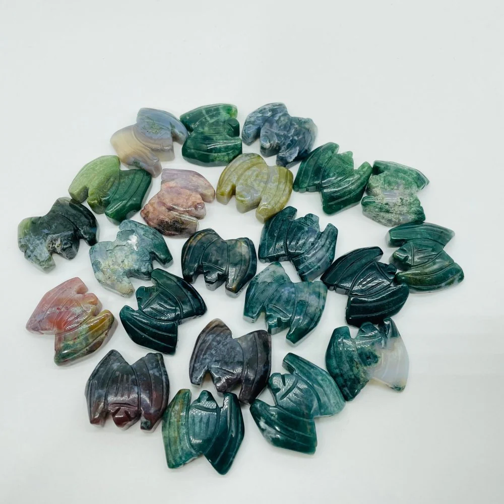 Mini Bat Moss Agate Carving Wholesale - Image 3