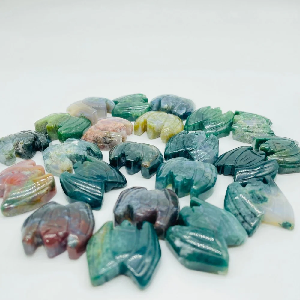 Mini Bat Moss Agate Carving Wholesale - Image 4