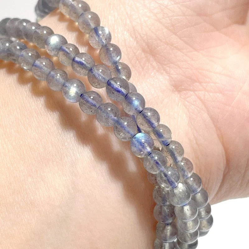 Mini Beads 4mm Labradorite 3-Loop Bracelets Wholesale - Image 2