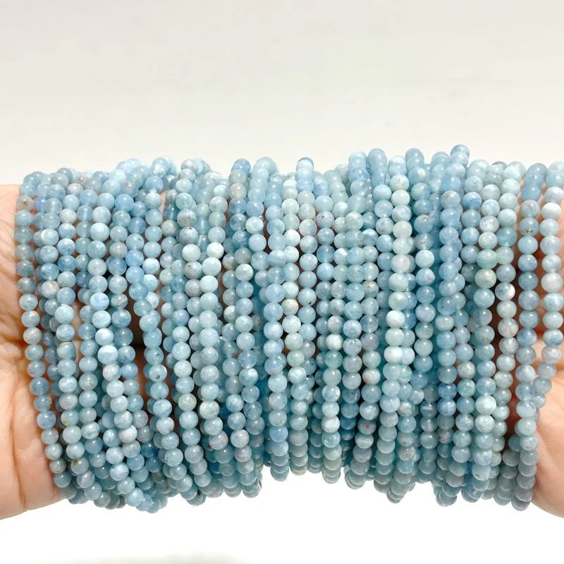 42 Pieces Mini Beads 4mm Aquamarine Bracelets