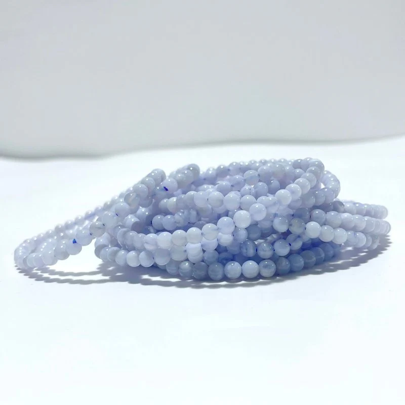 Blue Lace Agate Mini 4MM Beads Bracelet Wholesale - Image 4