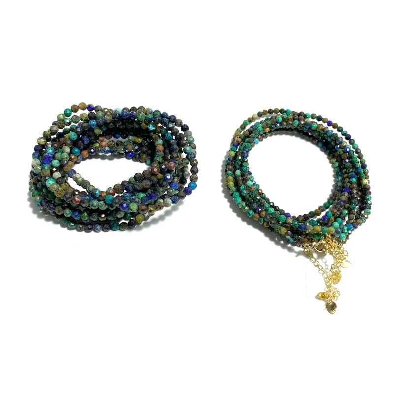 Mini Beads Chrysocolla Mixed Malachite Multi-Faceted Bracelets Necklace Wholesale