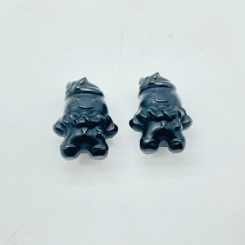 Mini Black Obsidian Christmas Crutch Gingerbread Man Carving Wholesale - Image 3