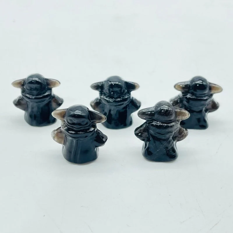 Mini Black Obsidian Yoda Star Wars Crystal Carving Wholesale - Image 3