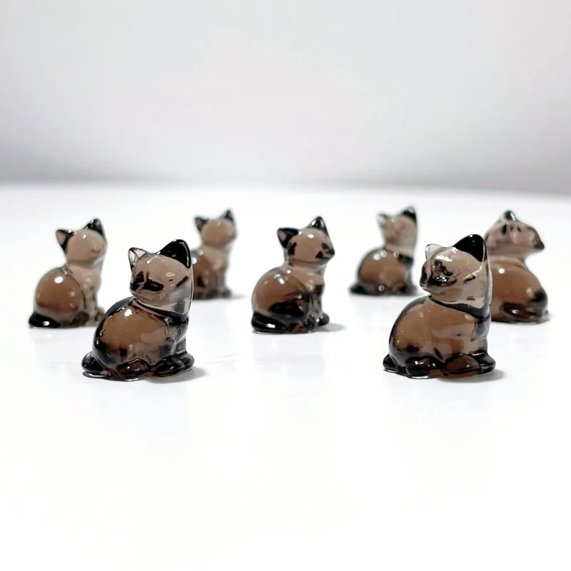 3 Types Mini Cat Carving Wholesale Obsidian White Opalite - Image 5
