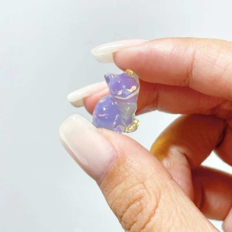 3 Types Mini Cat Carving Wholesale Obsidian White Opalite - Image 6