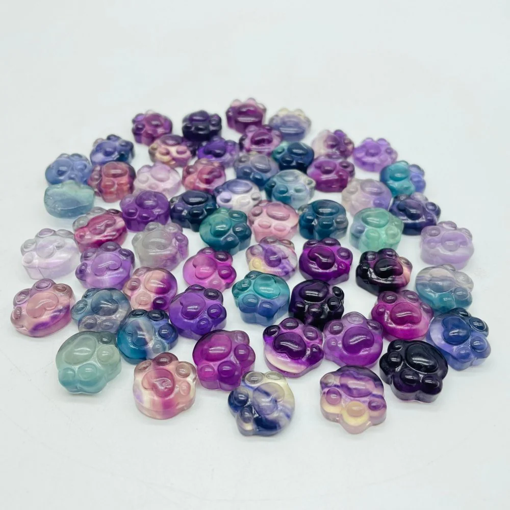 Mini Cat Paws Feet Rainbow Fluorite Carving Wholesale - Image 2