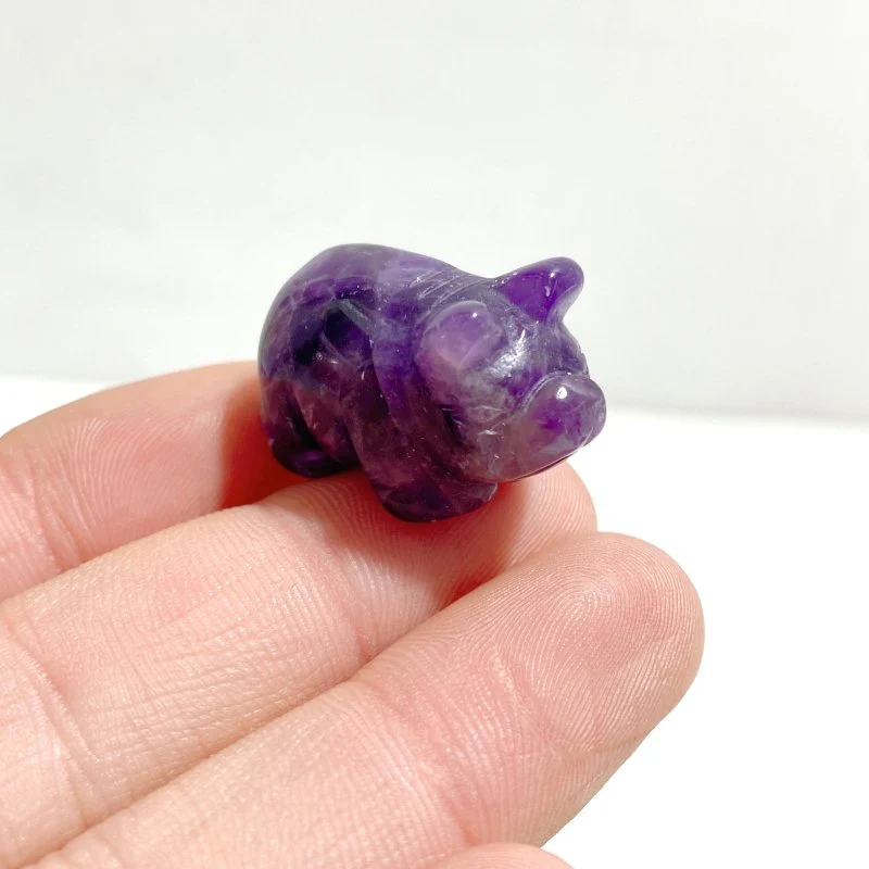 Mini Chevron Amethyst Pig Carving Wholesale