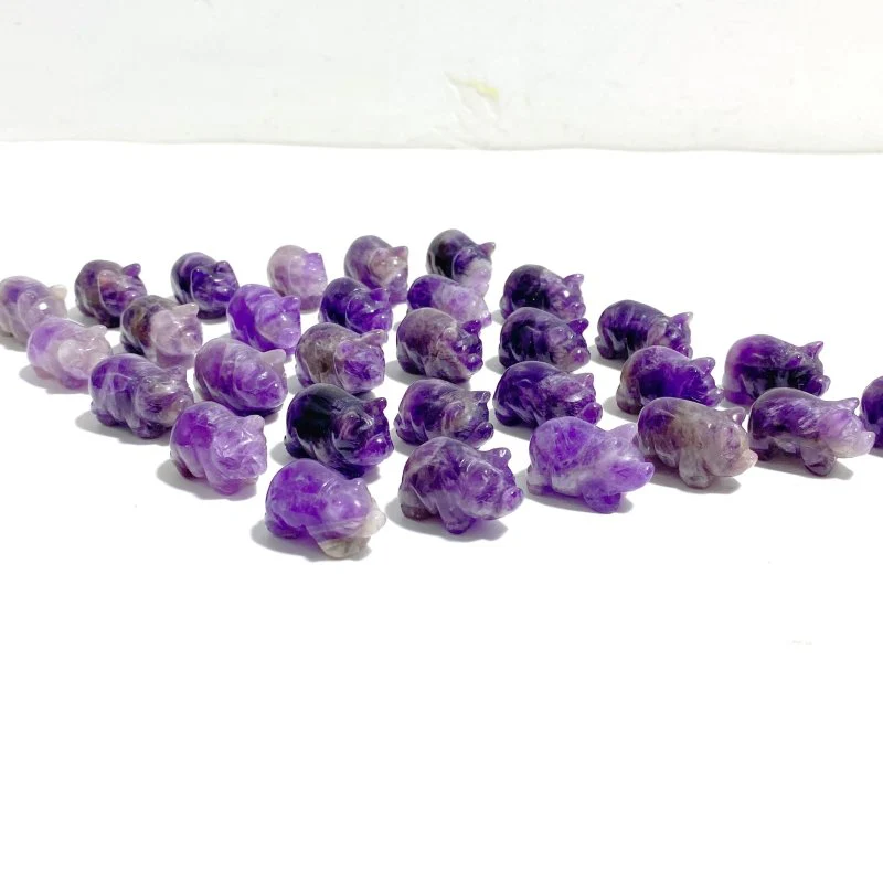 Mini Chevron Amethyst Pig Carving Wholesale - Image 5