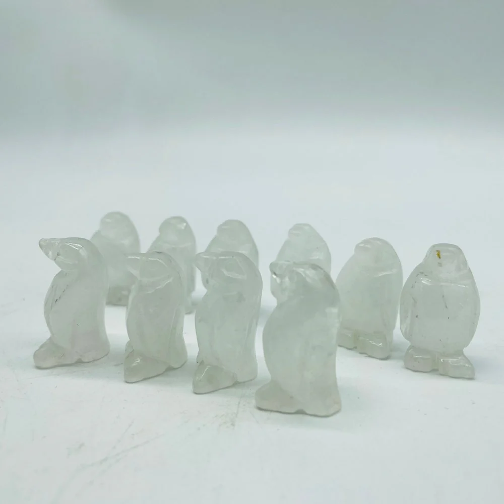 Mini Clear Quartz&Moss Agate Penguin Carving Wholesale - Image 3