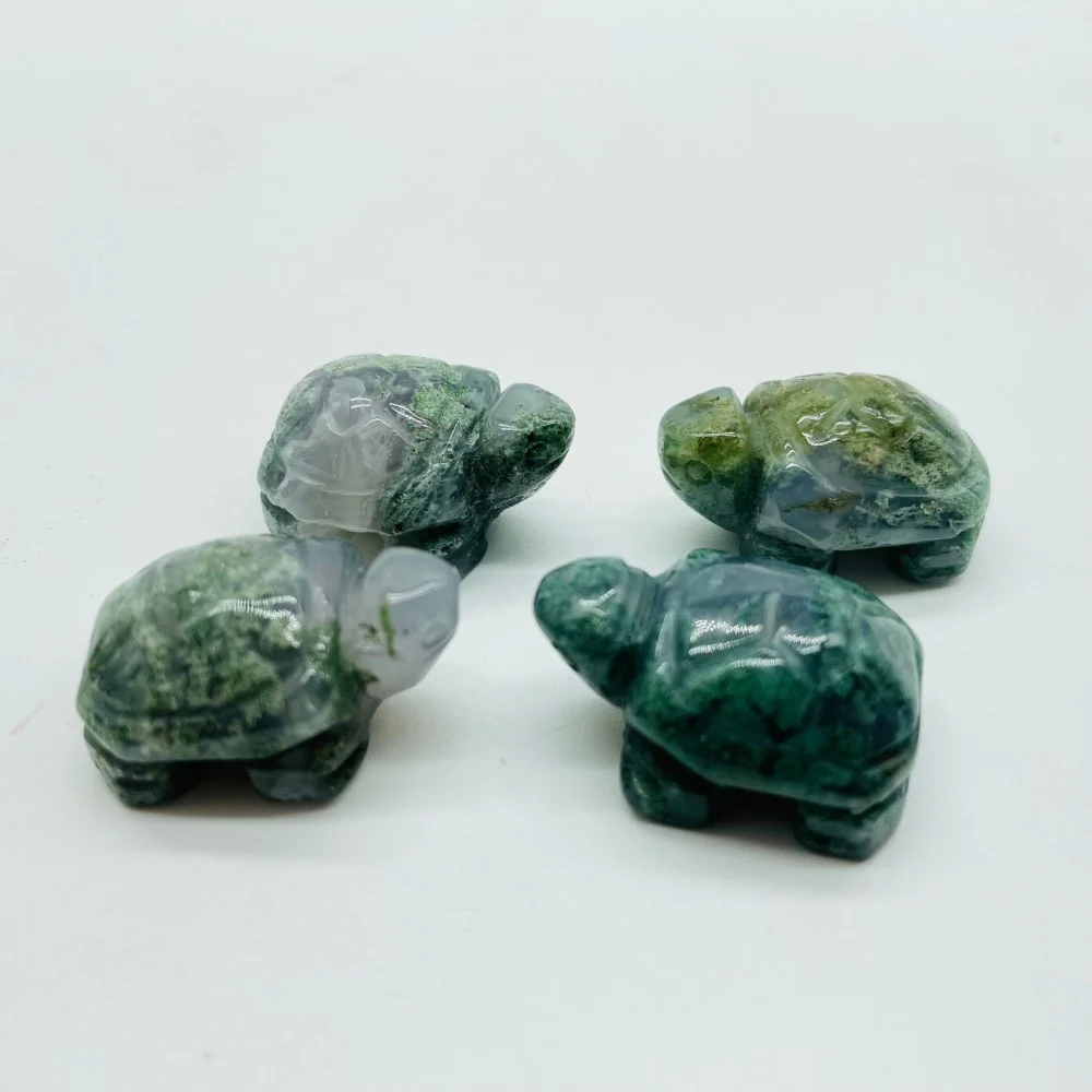 6Types Mini Tortoise turtle Moss Agate&Caribbean Chevron Amethyst Carving Animals Wholesale - Image 4