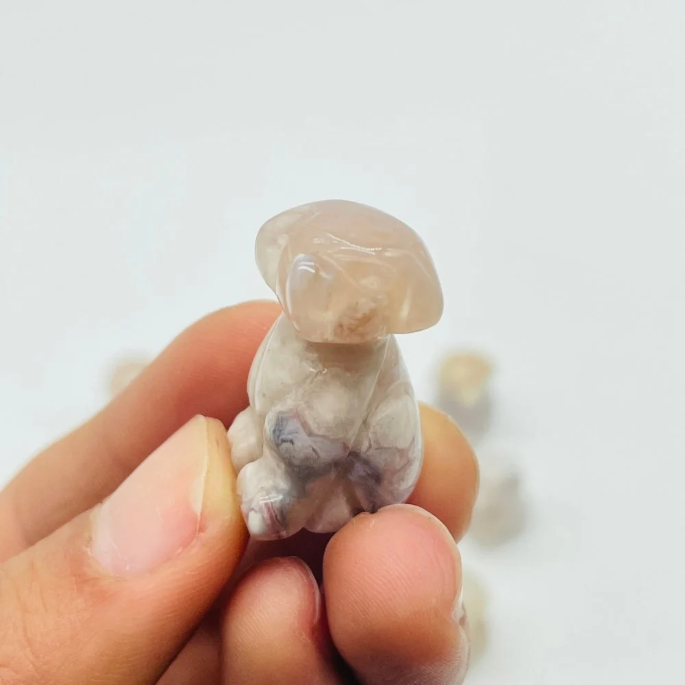 Mini Flower Agate Dog Sakura Agate Carving Wholesale - Image 2