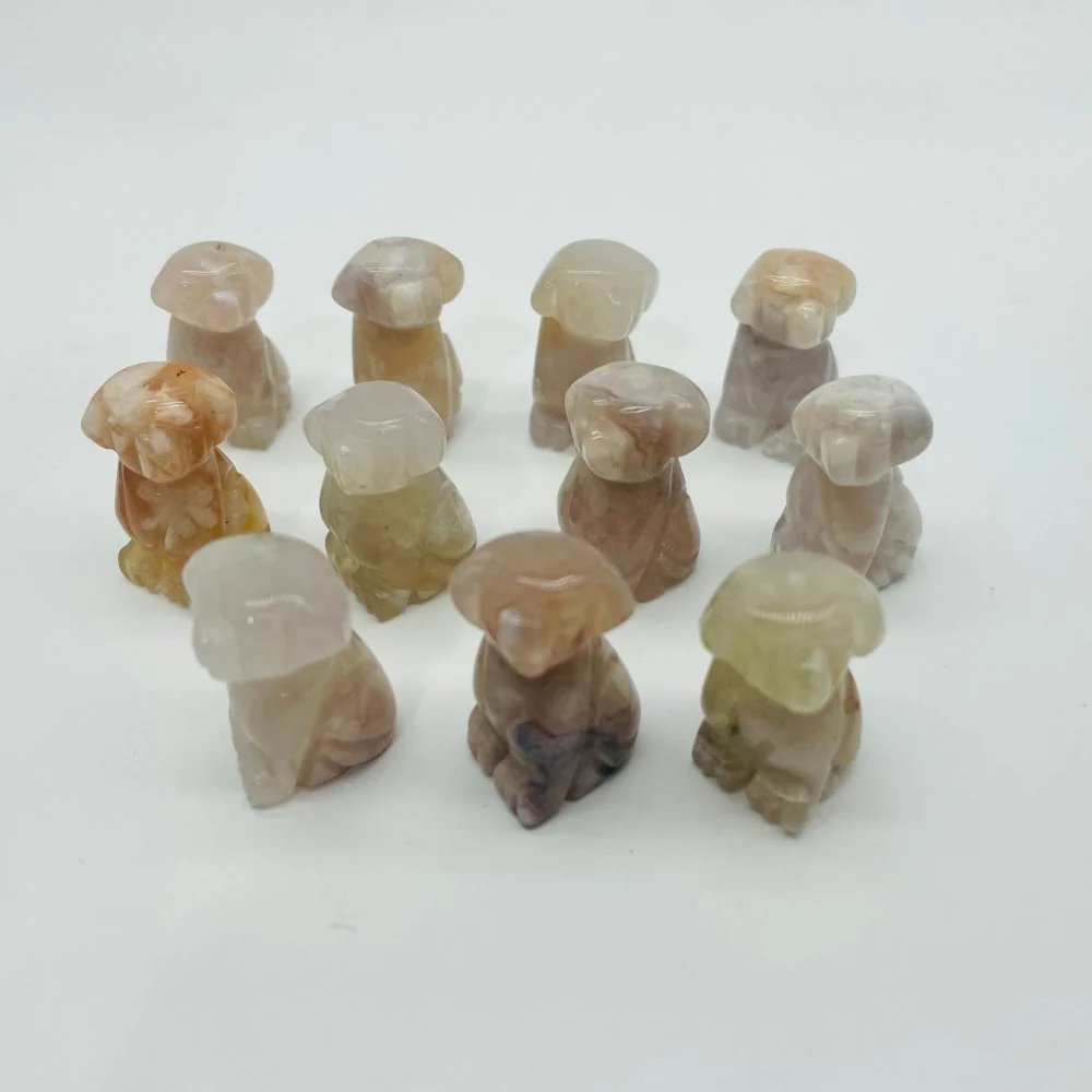 Mini Flower Agate Dog Sakura Agate Carving Wholesale - Image 3