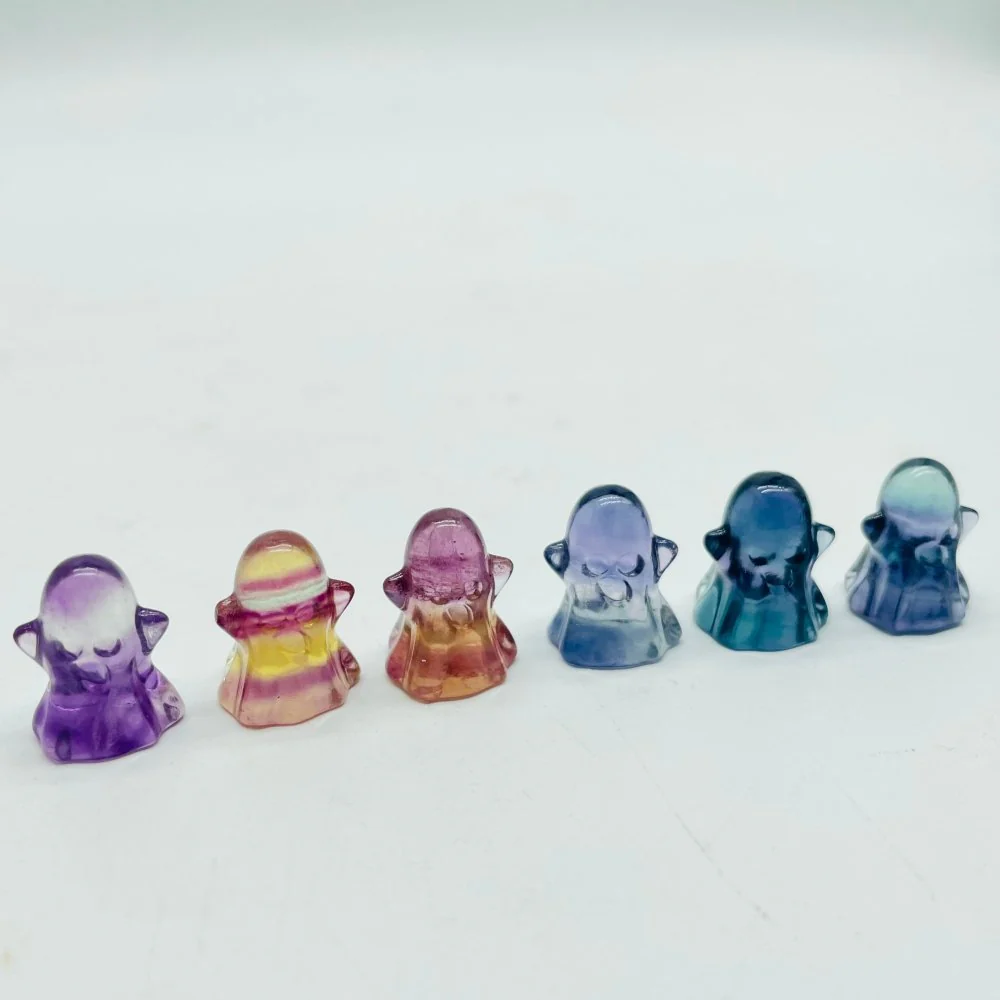 Mini Rainbow Fluorite Halloween Ghost Carving Wholesale - Image 2
