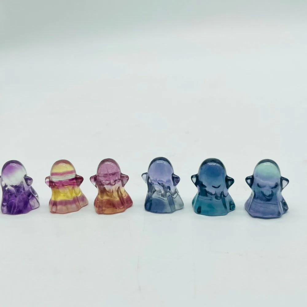 Mini Rainbow Fluorite Halloween Ghost Carving Wholesale - Image 3