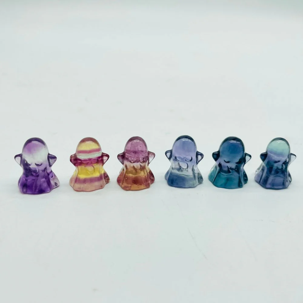 Mini Rainbow Fluorite Halloween Ghost Carving Wholesale - Image 4