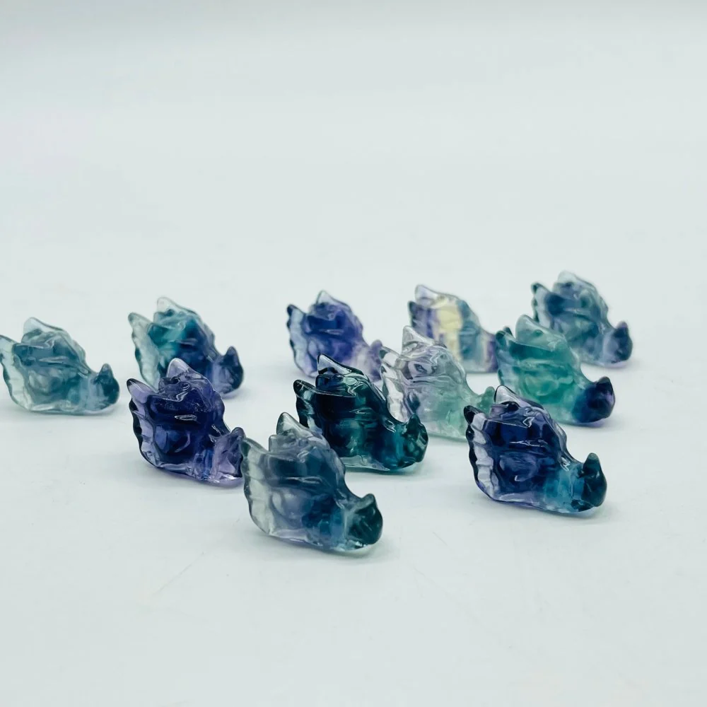 Mini Rainbow Fluorite Dragon Head Carving Wholesale - Image 3
