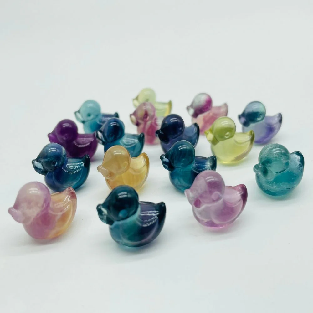 Mini Rainbow Fluorite Duck Carving Wholesale - Image 3