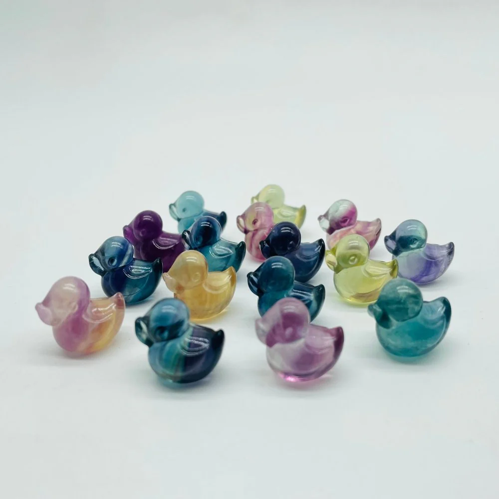 Mini Rainbow Fluorite Duck Carving Wholesale - Image 4