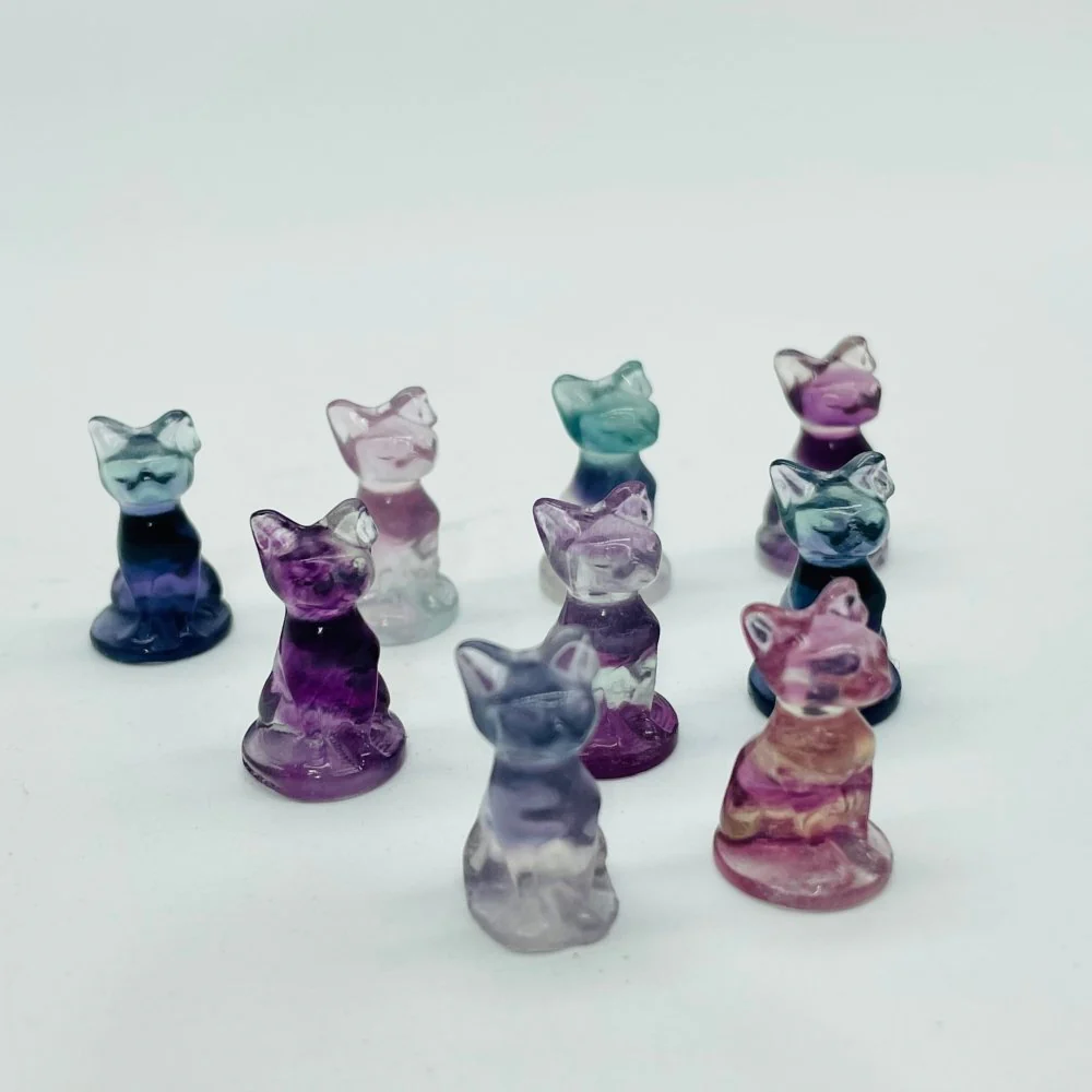 Mini Fluorite Hairless Cat Carving Animal Wholesale - Image 3