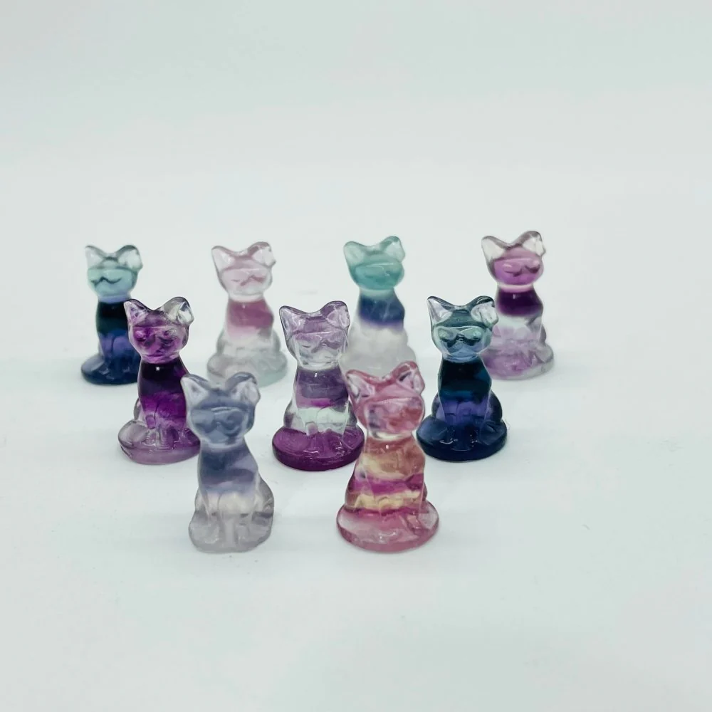 Mini Fluorite Hairless Cat Carving Animal Wholesale - Image 4