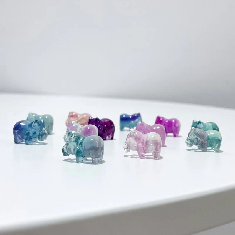 Mini Fluorite Hippopotamus Carving Wholesale - Image 5