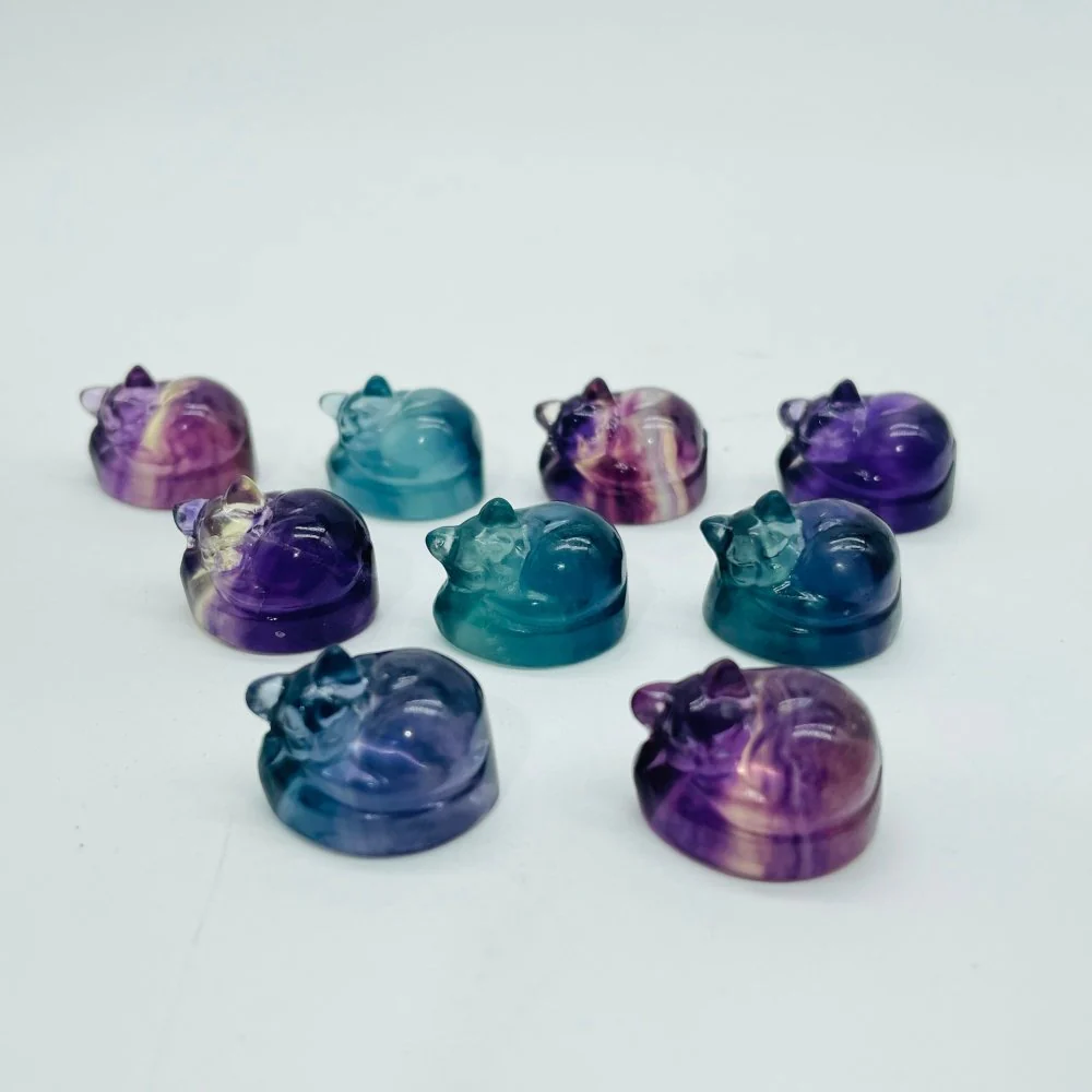 Mini Fluorite Sleeping Cat Carving Wholesale - Image 5