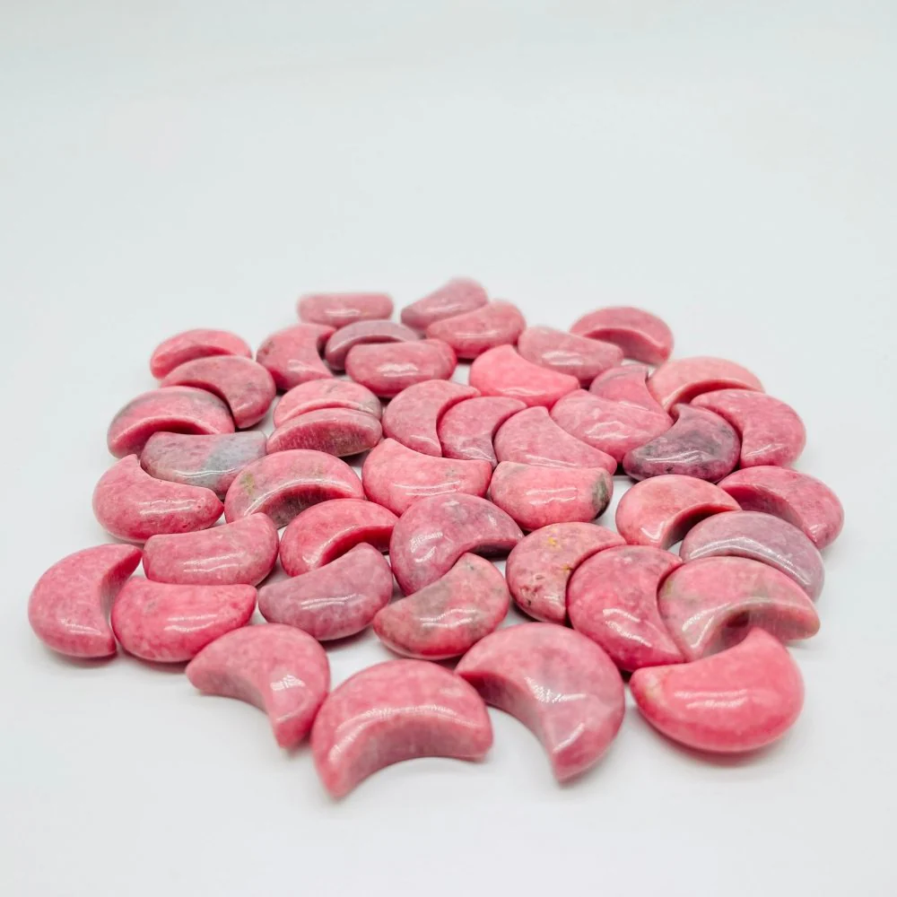 Mini High Quality Pink Rhodonite Moon DIY Pendant Wholesale - Image 2