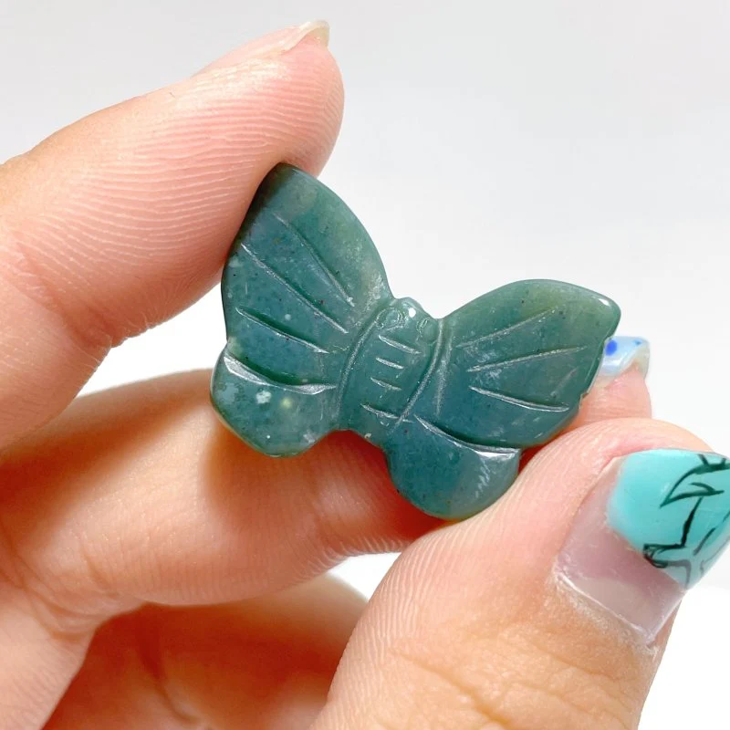 Mini Green Moss Agate Butterfly Wholesale - Image 2