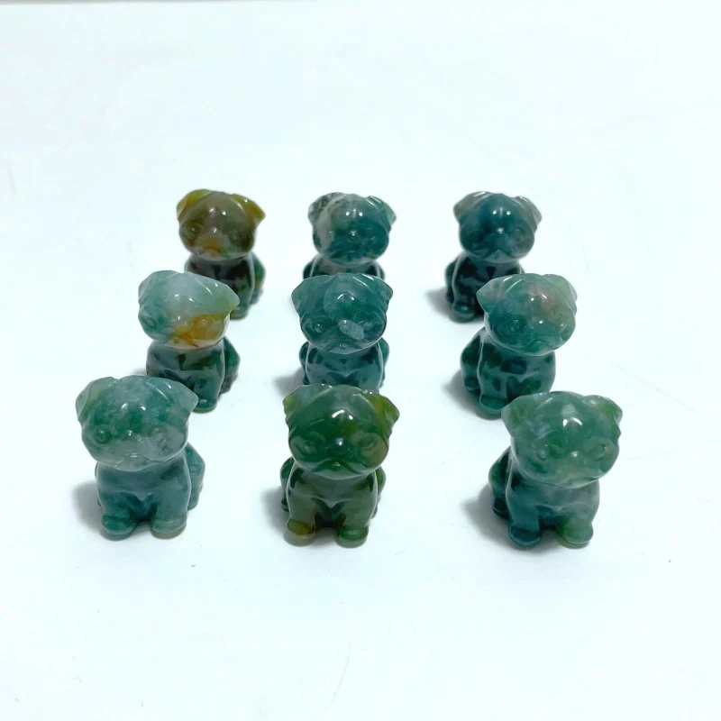 Mini Pug Dog Carving Wholesale Moss Agate Chevron Amethyst - Image 2