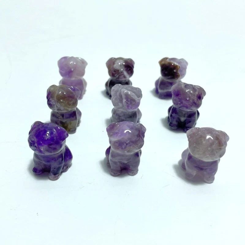 Mini Pug Dog Carving Wholesale Moss Agate Chevron Amethyst - Image 6